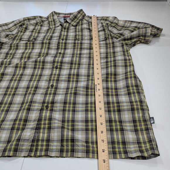 The North Face Men's Plaid Yellow and Tan Short Sleeve Button-Up Shirt - Picture 6 of 11